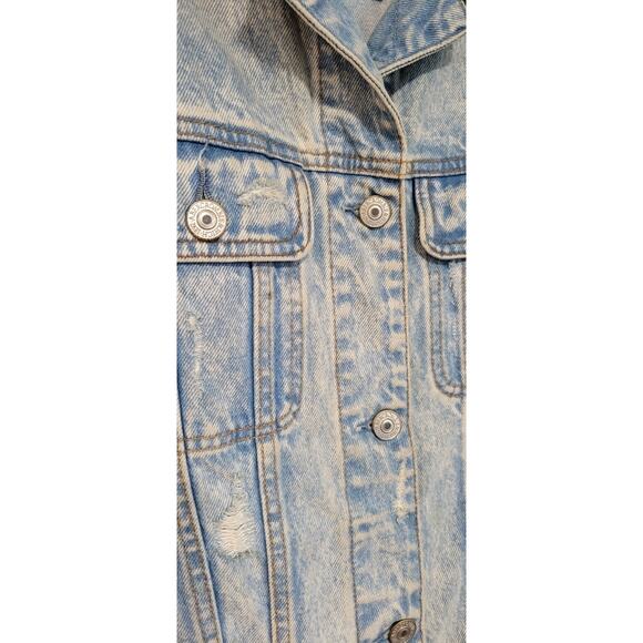 Abercrombie and Fitch Distressed Denim Jacket Oversized Womens Size Small - Picture 6 of 6